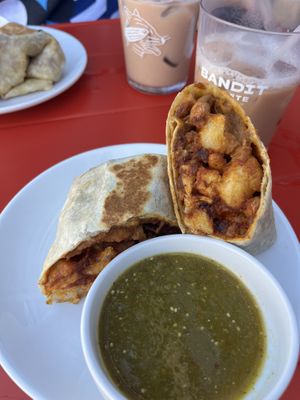 Vegan Breakfast Burrito with Salsa Verde  at Bandit Coffee Co in St Petersburg