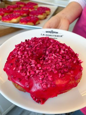 Vegan Raspberry donut at La Donuteria in Trnava