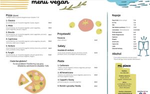 Some full vegan pizza and pasta available at Mi Piace in Warsaw