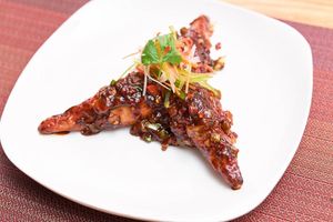 Vegan Drumstick Manchurian  at Basil Indian & Thai Grill in Montclair