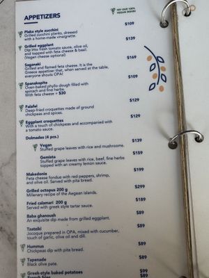 Menu  at OPA Greek Bistro in Puerto Vallarta