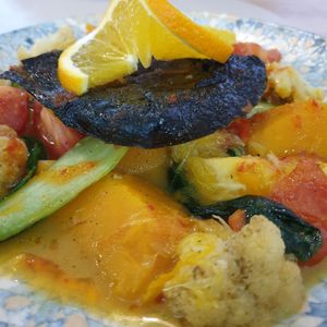 vegan fish at Foody Vegan Experience Center  in Ulaanbaatar