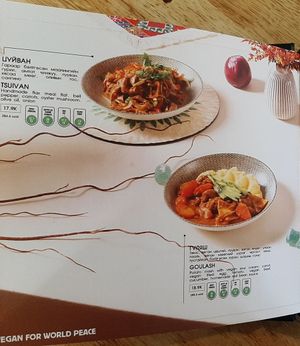 The menu at Foody Vegan Experience Center  in Ulaanbaatar