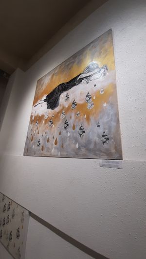 A new exhibition. The art pieces can be bought. at Foody Vegan Experience Center  in Ulaanbaatar