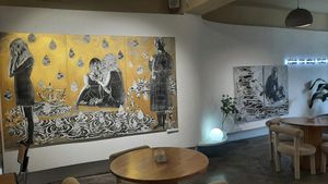 A new exhibition. The art pieces can be bought. at Foody Vegan Experience Center  in Ulaanbaatar