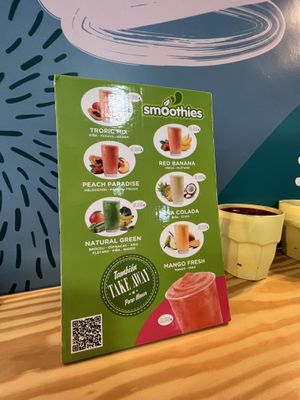 Smoothie list  at Aurinko Coffee & Restobar in Garrucha