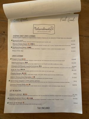 Menu april 2023  at Naturalmente in Sevilla