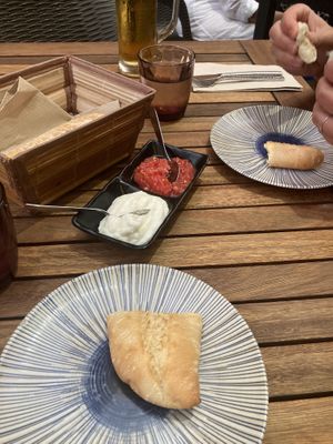 Bread with vegan aioli and tomato- AMAZING!   at El Secreto de Loreto in Denia