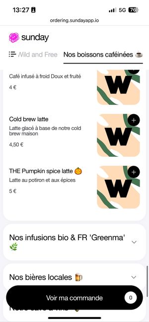 Menu  at La Wilderie in Lille