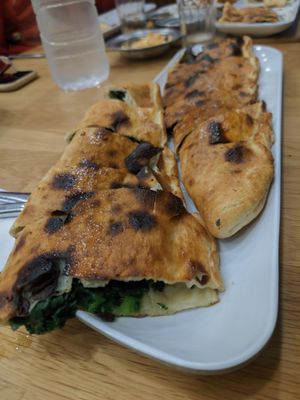 Spinach pide without cheese (not good) at KD Karadeniz Aile Pide ve Kebap Salonu in Istanbul