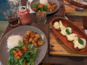 Parmegiana de berinjela vegana at Néctar Comida Afetiva in Itacare