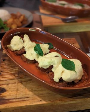 Vegan eggplant parmigiana at Néctar Comida Afetiva in Itacare