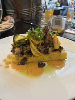 Chipotle mushrooms on a polenta cake   at The Gate - Islington in London