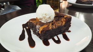 Peanut Butter Brownie (Dessert) with vanilla ice-cream & chocolate sauce - Part of £22.50 3 Course Set at The Gate - Islington in London