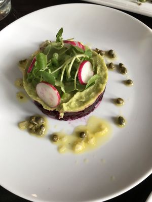 Beetroot and avocado tartare  at The Gate - Islington in London