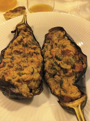 Stuffed eggplant at La Sauceda in Buelles