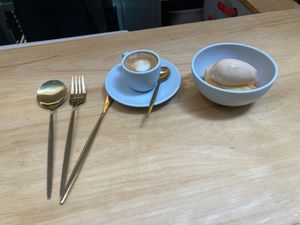 Dessert: quince and cashew ice cream at MARTi in San Miguel De Tucuman