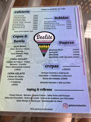 Menu  at Gelateria Deelite Italian Gelato in Puerto Viejo De Talamanca