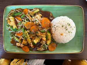 Chop suey and rice (off the menu)   at Asia Wok Man in Memmingen