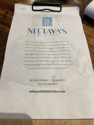 Menu  at Nittaya's Little Kitchen in Las Vegas