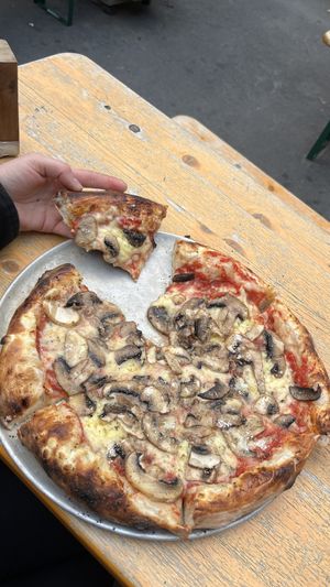 Vegan margharita with mushrooms  at Pizza Trap at Space Academy in Christchurch
