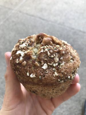 English breakfast muffin, with apples and nuts. Really good and could have been actually healthy 😁 at Vegan Vee in Nashville