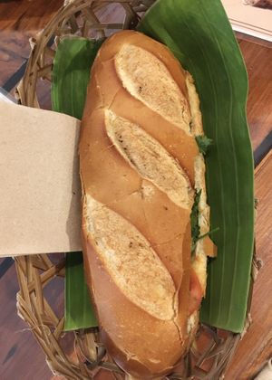 Veggie bahn mi for 20,000 kip  at Break for a Bread in Luang Prabang