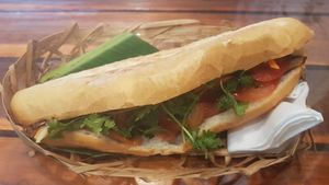 Veggie Baguette 25k Kip at Break for a Bread in Luang Prabang