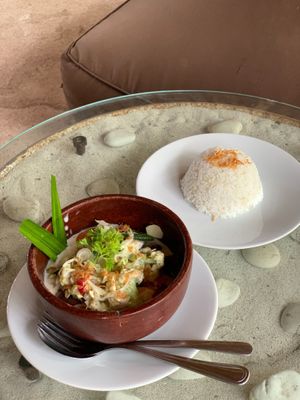 Olah olah - traditional Lombok Dish at La Cocoteraie Restaurant in 
