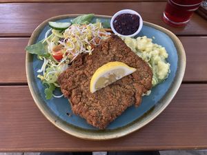Wiener Schnitzel with potato-cucumber salad  at Bodhi in Nuremberg