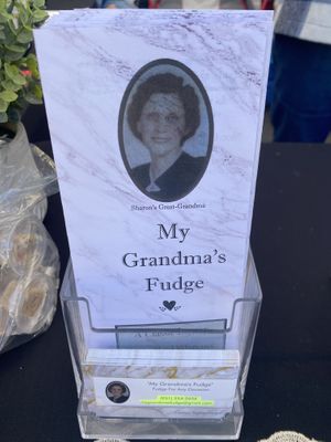 Brochure of person who makes the fudge  at Old Town Farmer's Market in Temecula