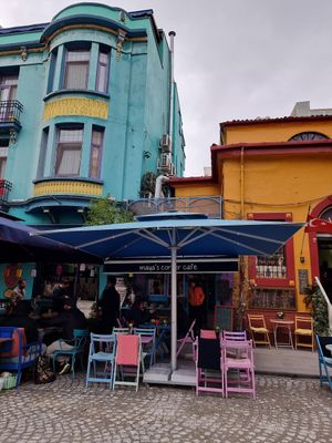 Outside seating area at Maya's Corner Cafe in Istanbul