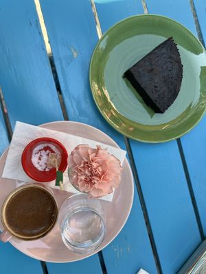 Vegan cake and Turkish coffee   at Maya's Corner Cafe in Istanbul