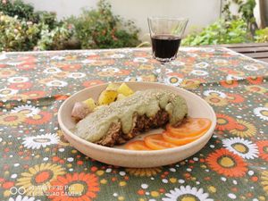 Home made seitan with mushroom.  at 4Bs (Alojamento Local) in Castro Verde