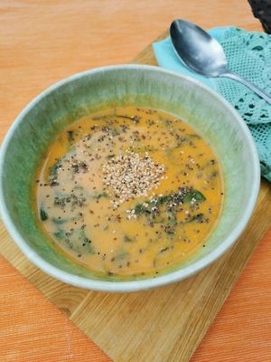 Spinash soup with sesame seeds at 4Bs (Alojamento Local) in Castro Verde