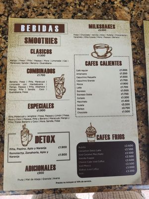 There is an extra menu for breakfast food at Cafetto in Quepos