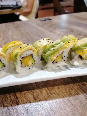 Veggie rolls (mango, avocado, pickle) at Higuma in Platja Daro