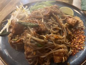 Tofu pad thai (still steaming in this photo)  at Thai Basil in Dublin