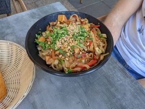 Pad thai (not a traditional pad thai; it's more like a good stir-fry) at Teva Ha'ochel - Hummus Tov in Kfar Saba