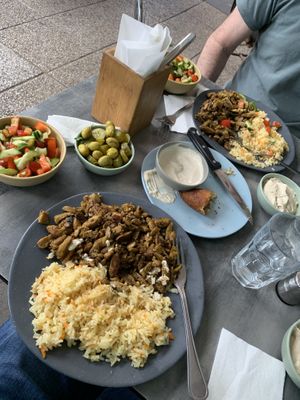 Vegan shawarma, hummus, kubbe   at Teva Ha'ochel - Hummus Tov in Kfar Saba