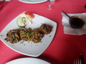 Mushroom pakora - very nice! at Sabor de la India in Tenerife