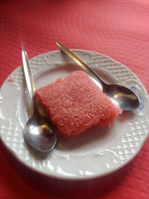 Coconut cake, nice and not too sweet at Sabor de la India in Tenerife