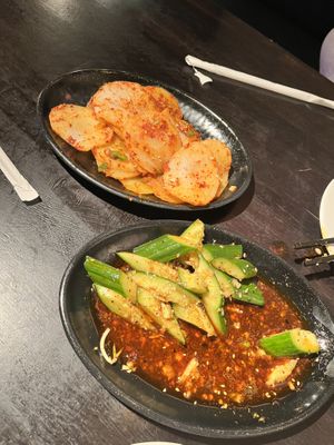 cucumber salad and potatoes   at Dan Dan Noodle in Vancouver