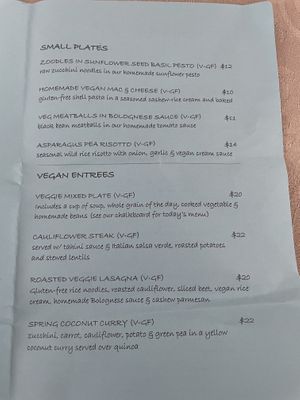 Menu at Good Earth Organic Eatery in West Cape May