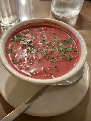 Cucumber Beet Dill Soup 🍲   at Good Earth Organic Eatery in West Cape May