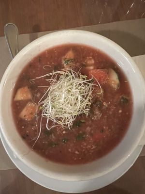 Watermelon Gazpacho Soup 🥣   at Good Earth Organic Eatery in West Cape May