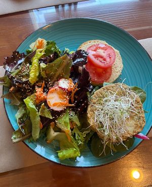 Bean Veggie Burgerr  at Good Earth Organic Eatery in West Cape May