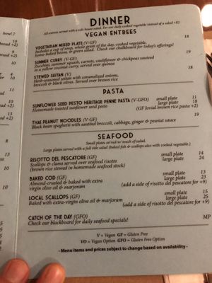 Page 2 of menu at Good Earth Organic Eatery in West Cape May