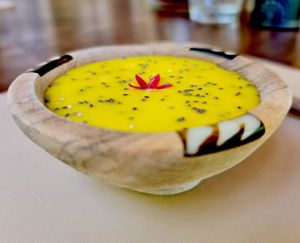 Mango and chia seed soup. at Embark in Nairobi
