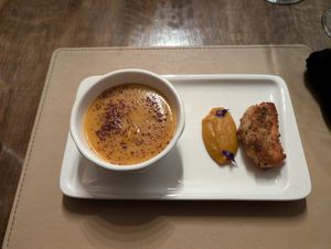 Papaya soup, fried papaya at Embark in Nairobi